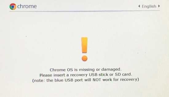 Chrome OS recovery screen